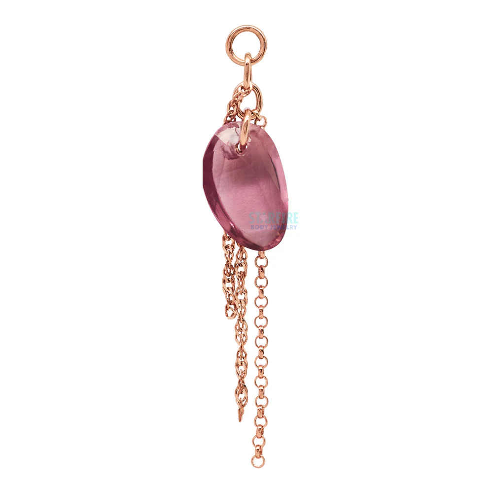 Rose Cut Freeform Pink Sapphire Chain Charm in Gold - Image 4