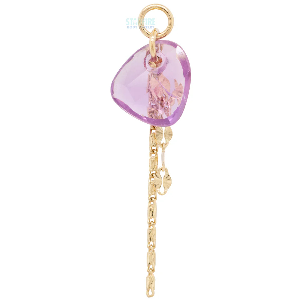 Rose Cut Freeform Purple Sapphire Chain Charm in Gold - Image 3