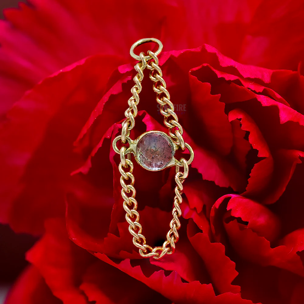 "Smith" Chain Charm in Gold with Gemstone - Image 2