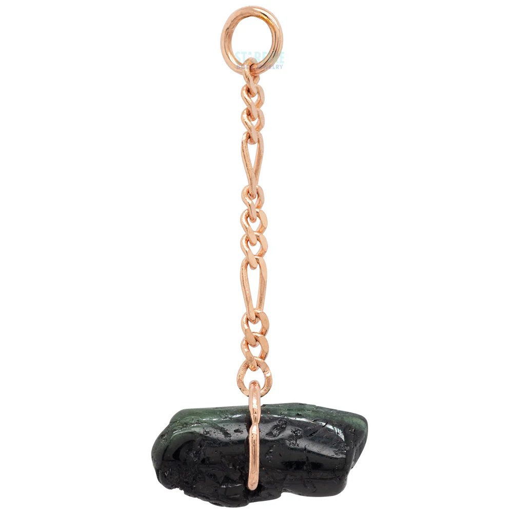 "Tourmaline Tosser" Chain Charm in Gold with Tourmaline