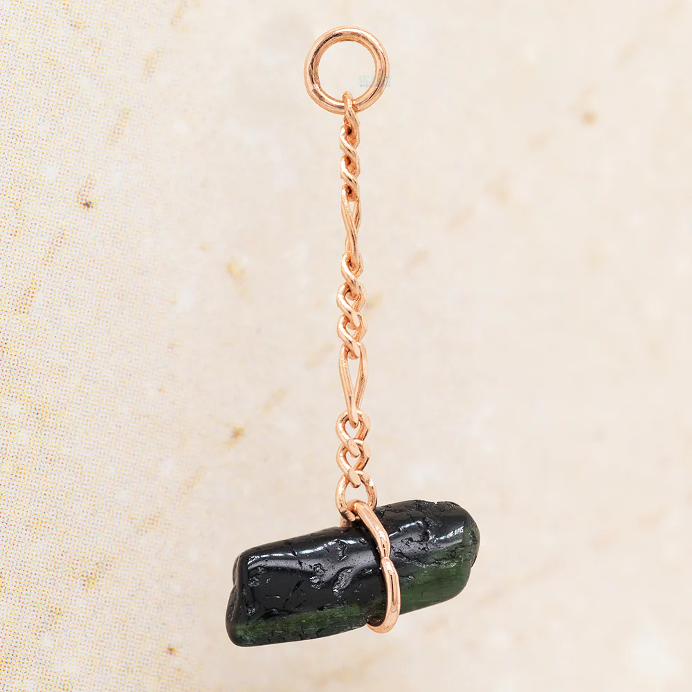 "Tourmaline Tosser" Chain Charm in Gold with Tourmaline - Image 2