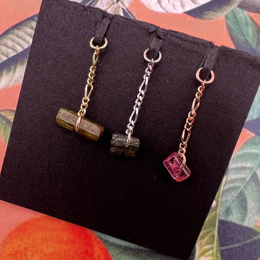 "Tourmaline Tosser" Chain Charm in Gold with Tourmaline - Image 3