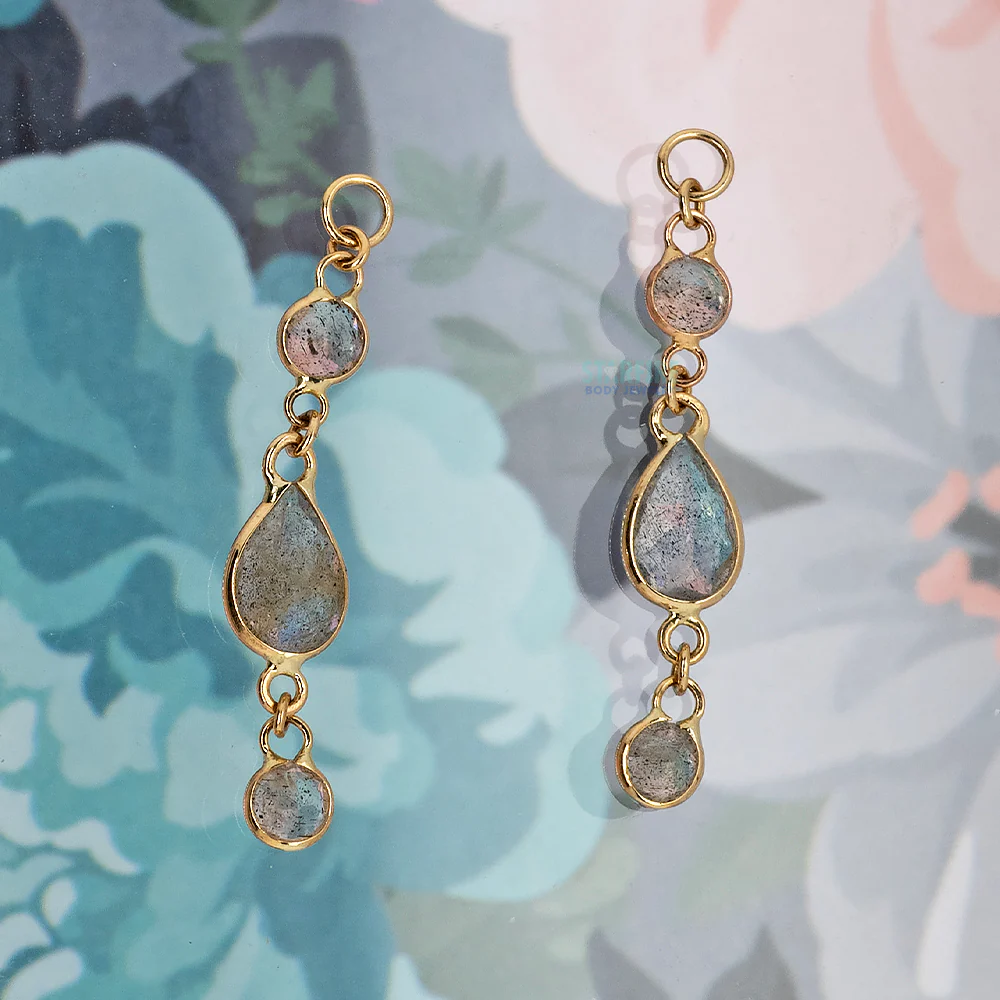 "Who's Drip" Chain Charm in Gold with Gemstones - Image 2