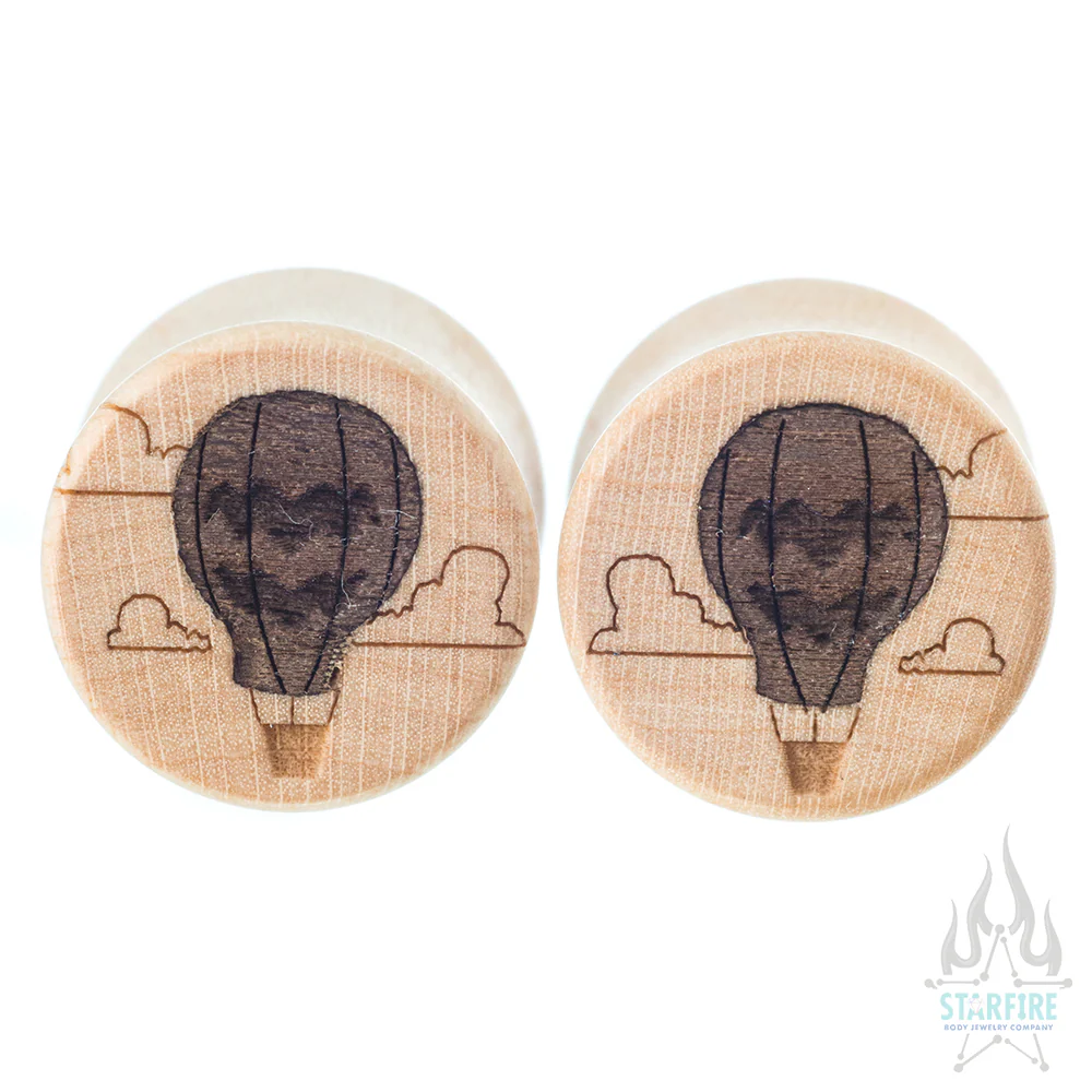 Hot Air Balloon Wood Inlay Plugs - Image 3