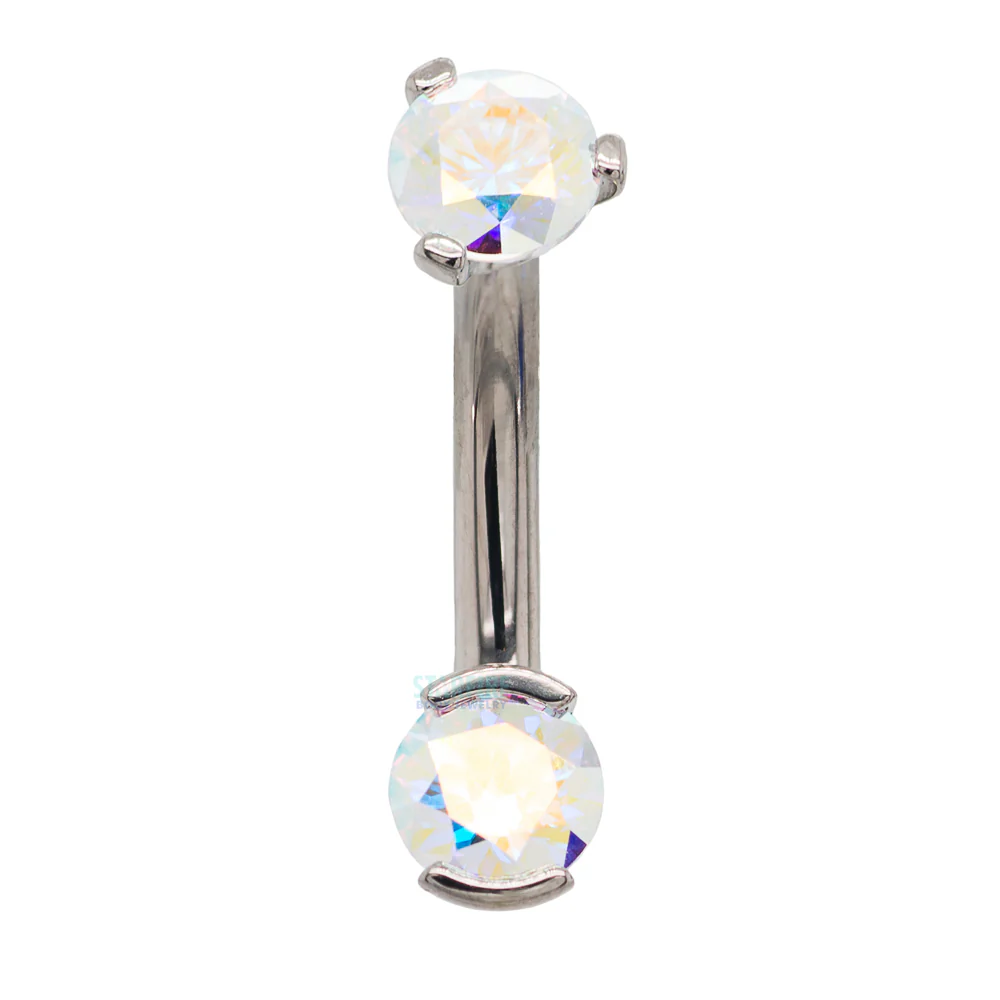 2 Prong-Set Faceted Gem Navel Curve - Image 18