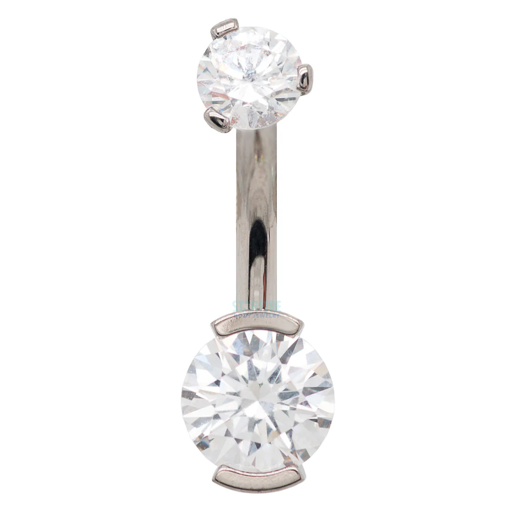 2 Prong-Set Faceted Gem Navel Curve - Image 3