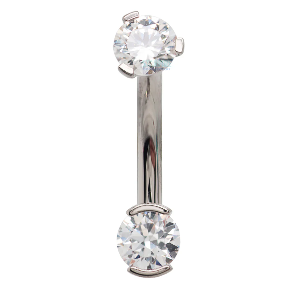 2 Prong-Set Faceted Gem Navel Curve - Image 4