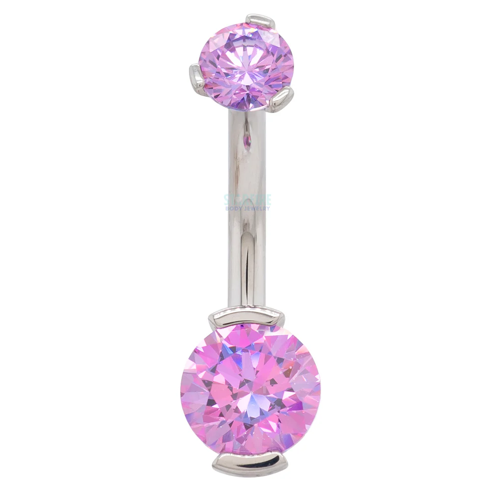 2 Prong-Set Faceted Gem Navel Curve - Image 5