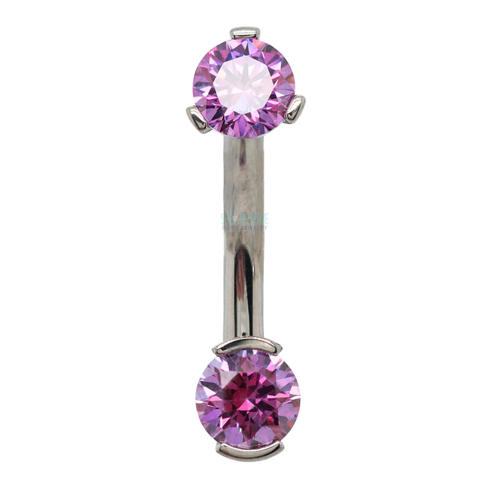2 Prong-Set Faceted Gem Navel Curve - Image 6