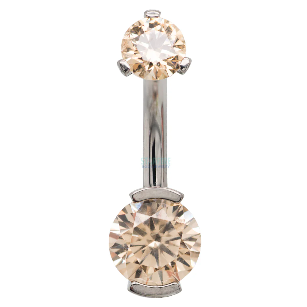 2 Prong-Set Faceted Gem Navel Curve - Image 7