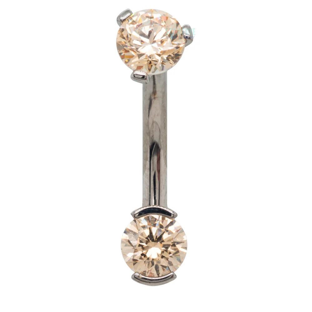 2 Prong-Set Faceted Gem Navel Curve - Image 8