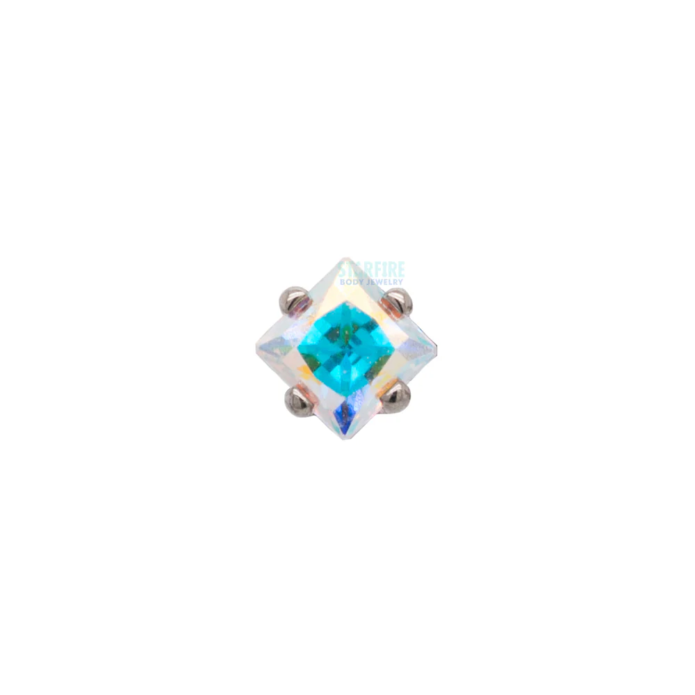 2mm Prong-Set Square Princess Star-Cut Faceted Gem on Flatback - Image 4