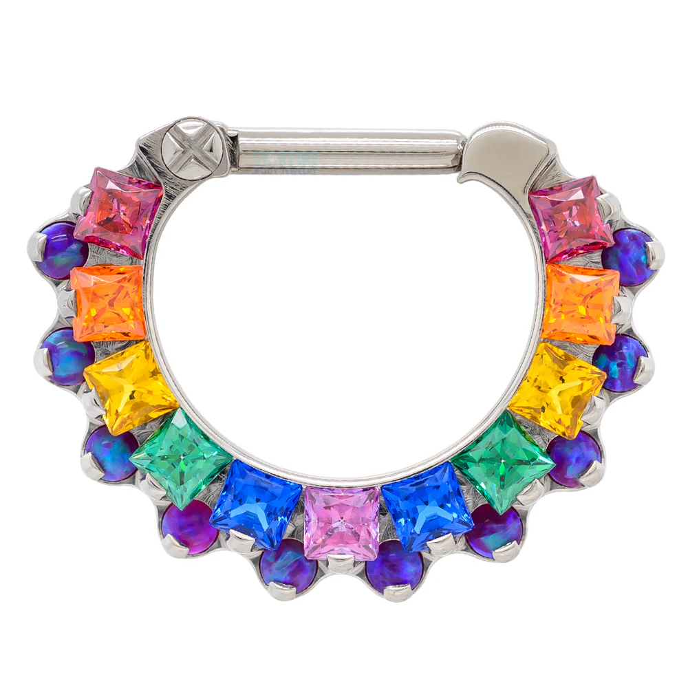 "Aphrodite" Clicker #35 with Faceted Gems & Opals - 5/16" post (longer) - custom color combos - Image 4
