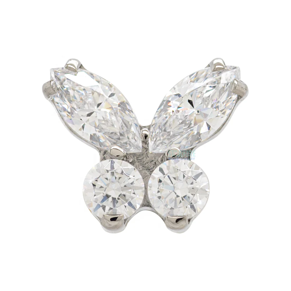 Butterfly Threaded End with Faceted Gems