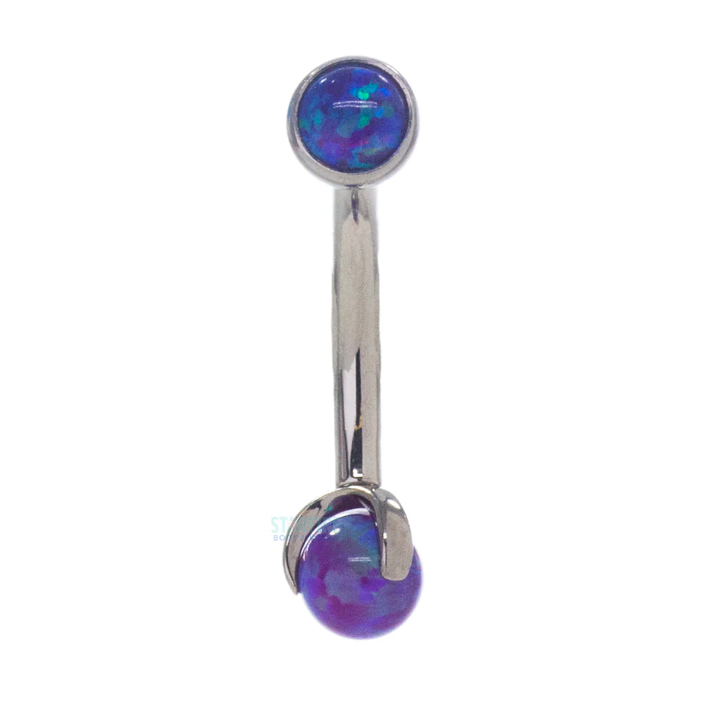 Opal in Bezel & Opal Ball in Prongs Curved Barbell - Image 13