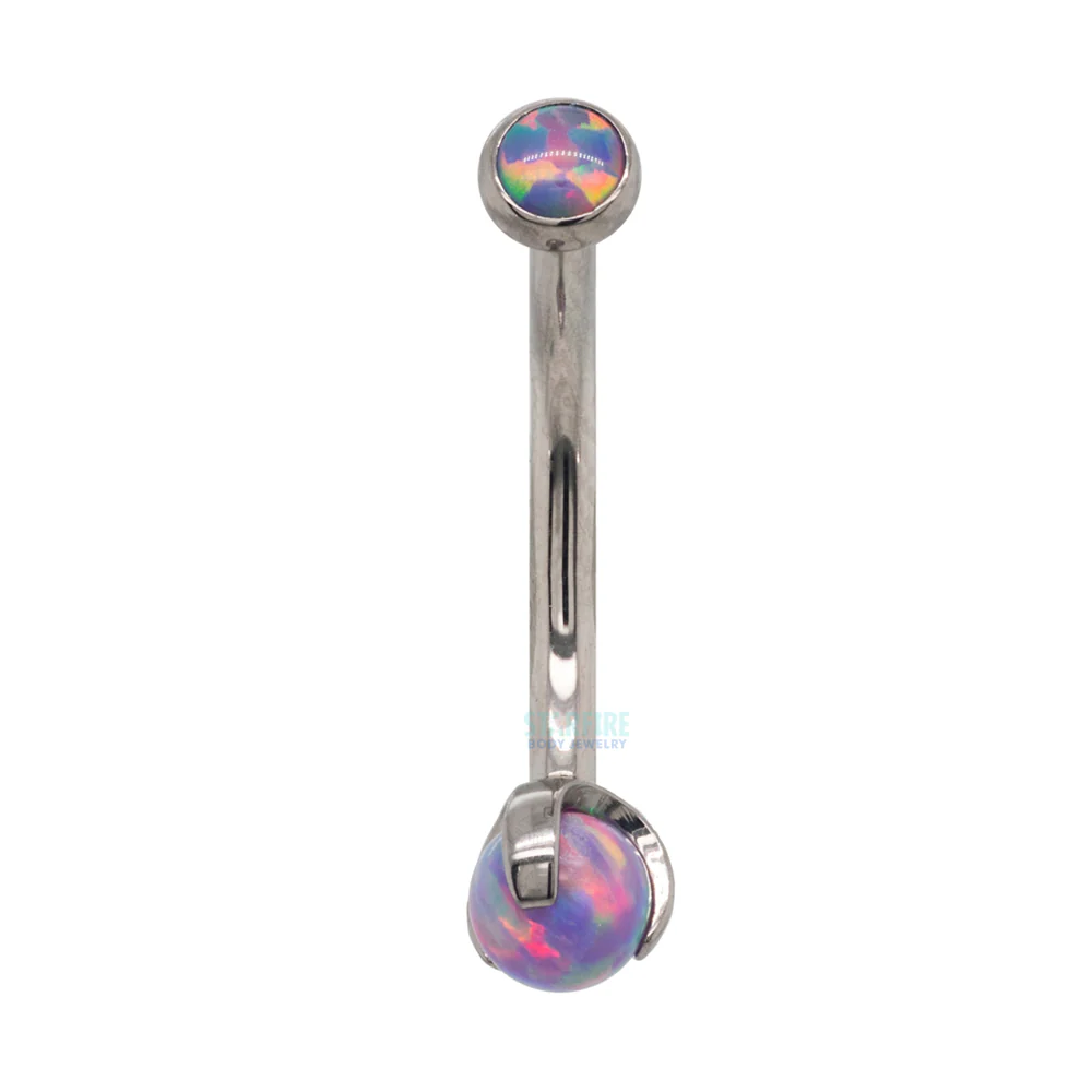 Opal in Bezel & Opal Ball in Prongs Curved Barbell - Image 15