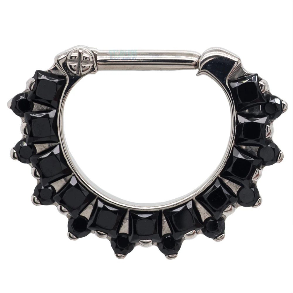 "Dione" Clicker #36 with Princess-Cut & Round Faceted Gems - 16 ga. - 1/4" post - Image 7