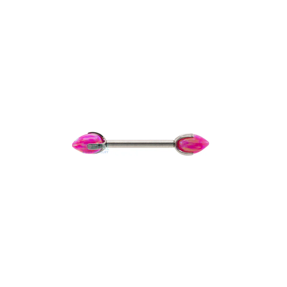 "Dragon Egg" with Opal in Prong's Nipple Barbells - Image 10