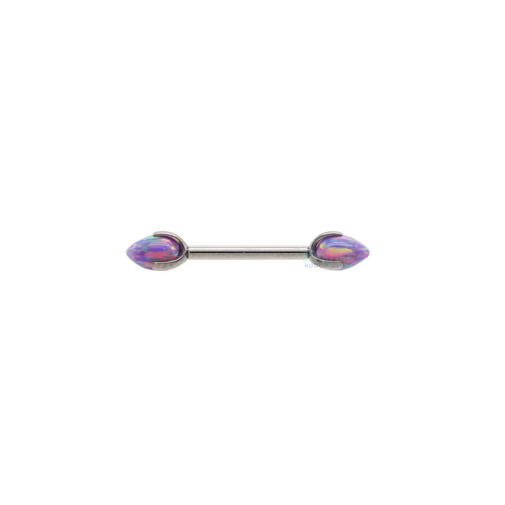 "Dragon Egg" with Opal in Prong's Nipple Barbells - Image 15