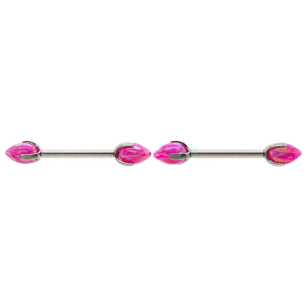 "Dragon Egg" with Opal in Prong's Nipple Barbells - Image 3