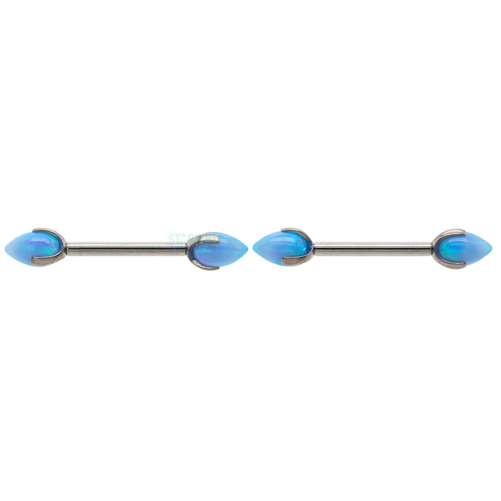 "Dragon Egg" with Opal in Prong's Nipple Barbells - Image 4