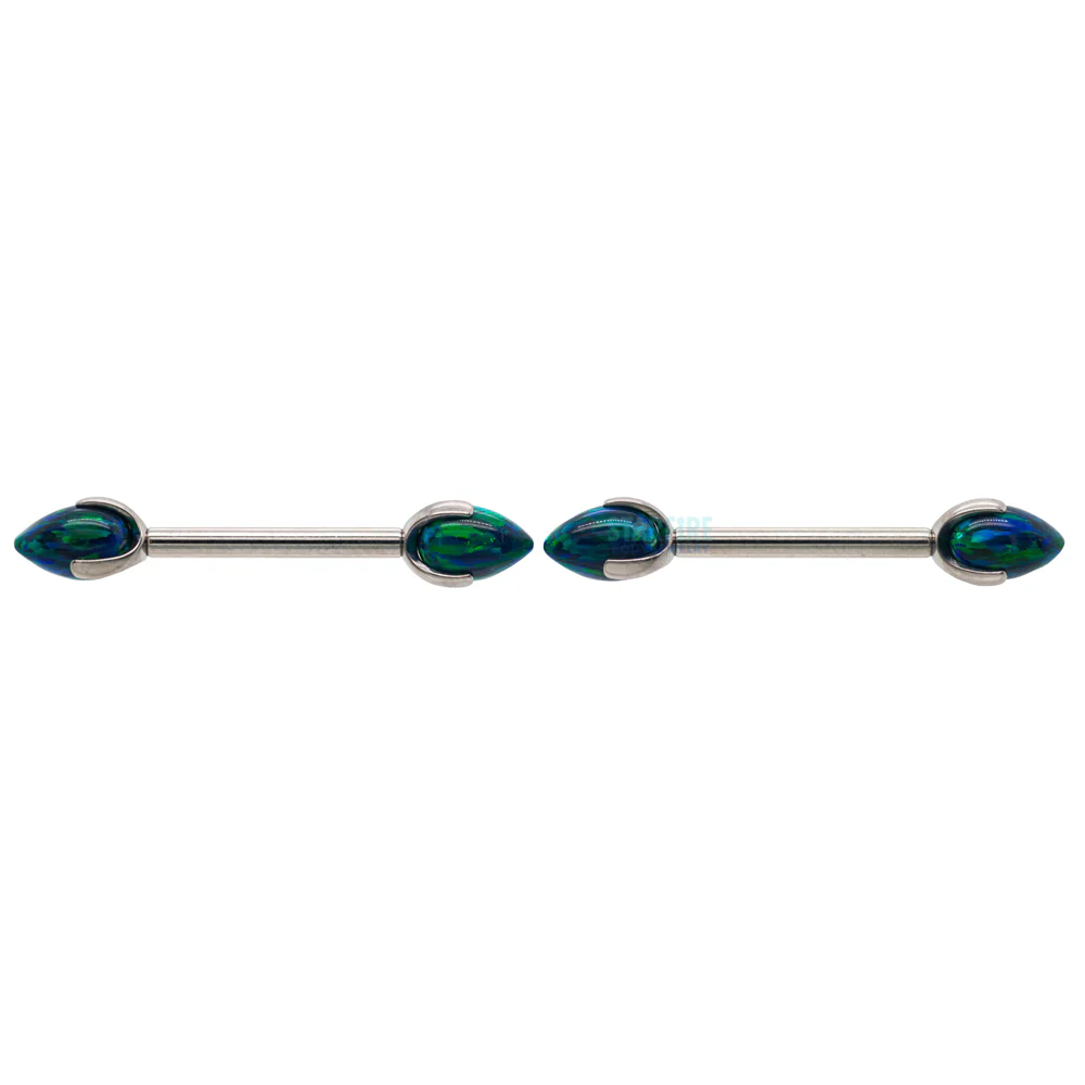 "Dragon Egg" with Opal in Prong's Nipple Barbells - Image 5