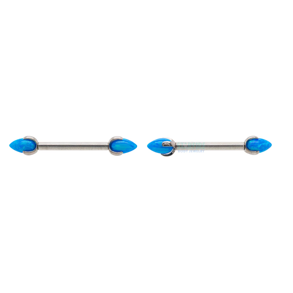 "Dragon Egg" with Opal in Prong's Nipple Barbells - Image 6