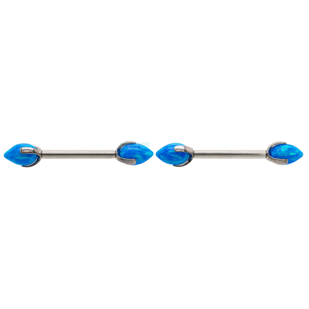 "Dragon Egg" with Opal in Prong's Nipple Barbells - Image 7