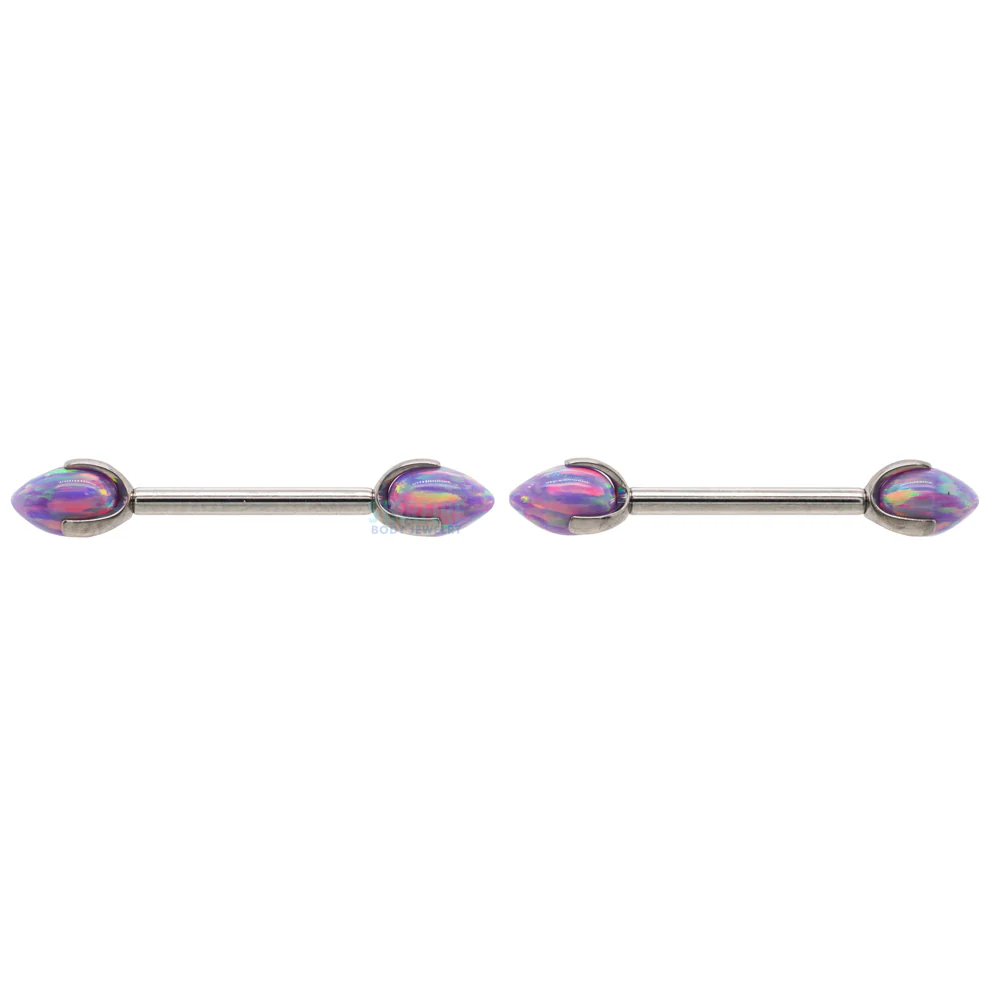 "Dragon Egg" with Opal in Prong's Nipple Barbells - Image 8