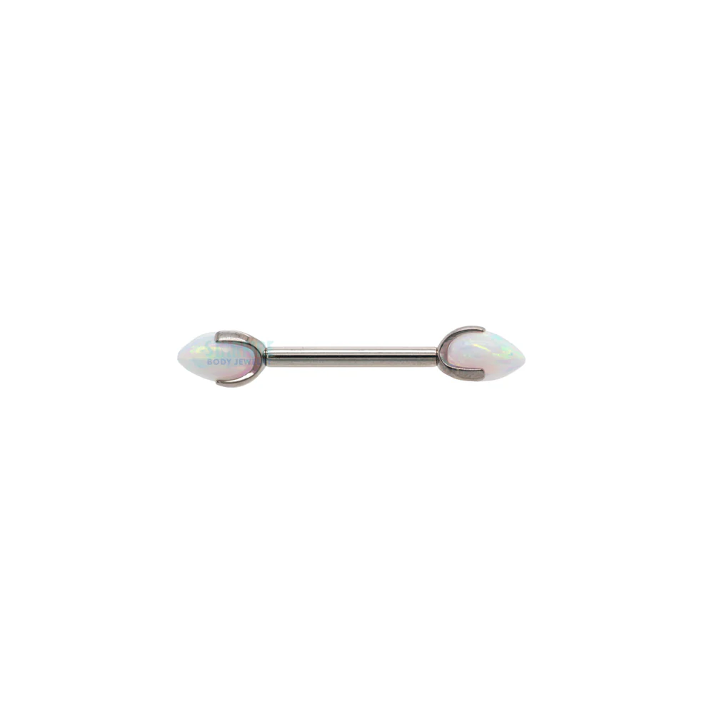 "Dragon Egg" with Opal in Prong's Nipple Barbells - Image 9