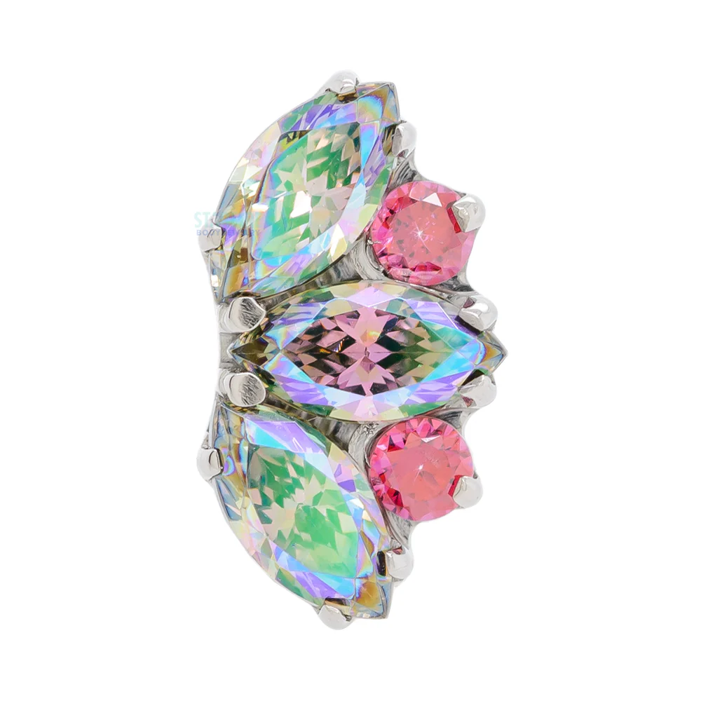 "Eden" Marquise Fan #10 Threaded End with Faceted Gems - custom color combo - Image 2