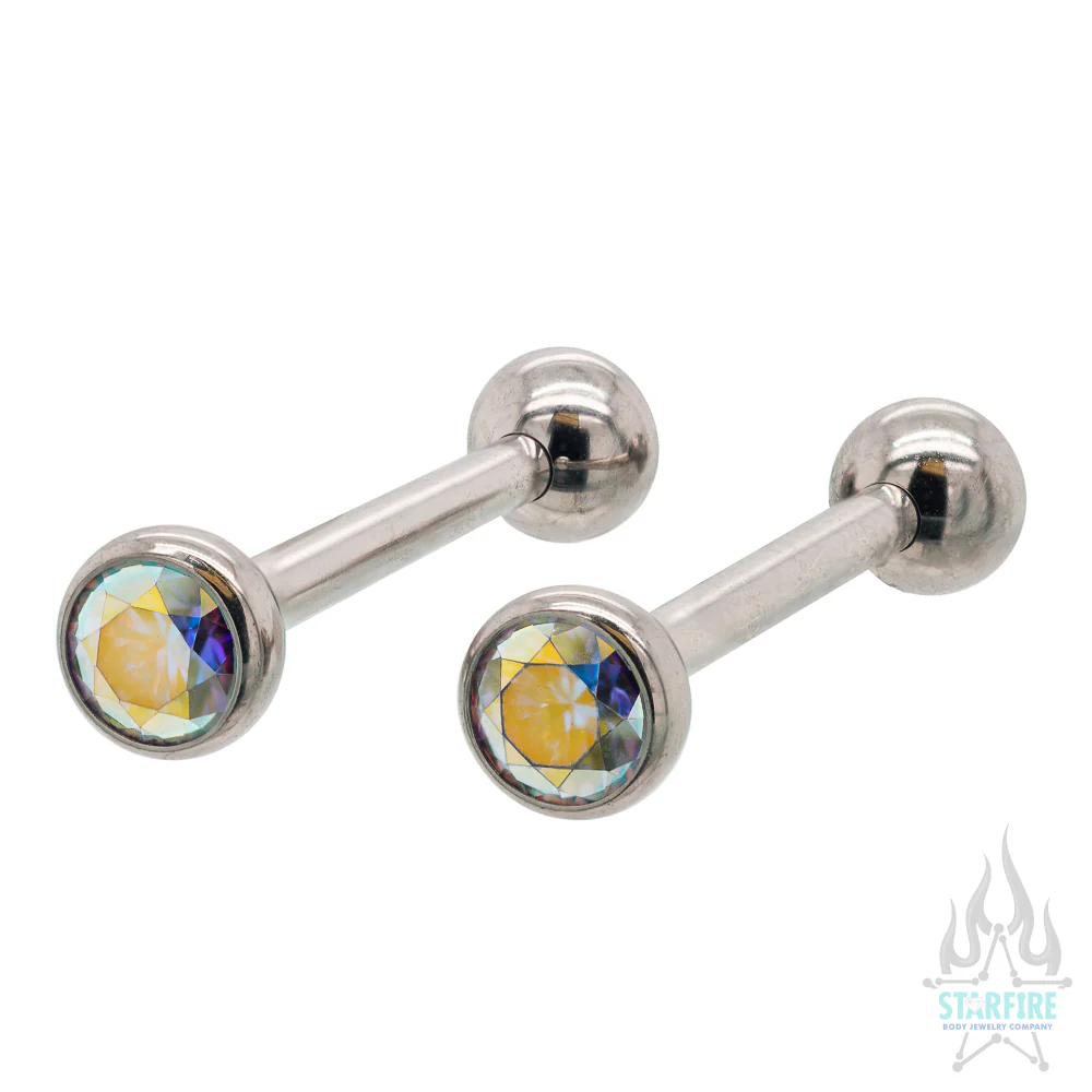 Faceted Gem Ball Nipple Barbells - Image 8