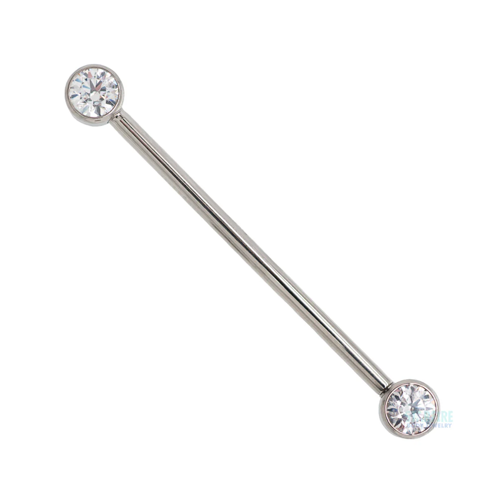 Faceted Gem Forward Facing Industrial Barbell in Bezel - Image 3