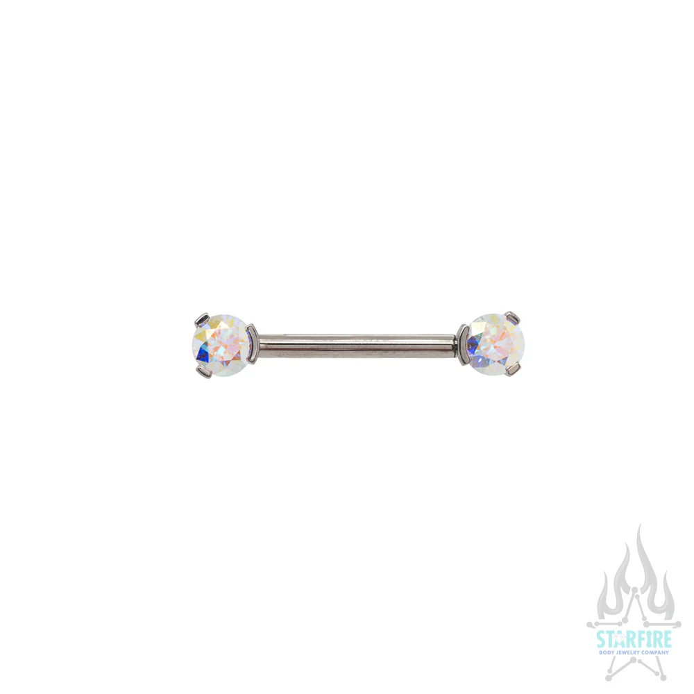 Faceted Gem Forward Facing Nipple Barbell in 3-Prong's - single - Image 20
