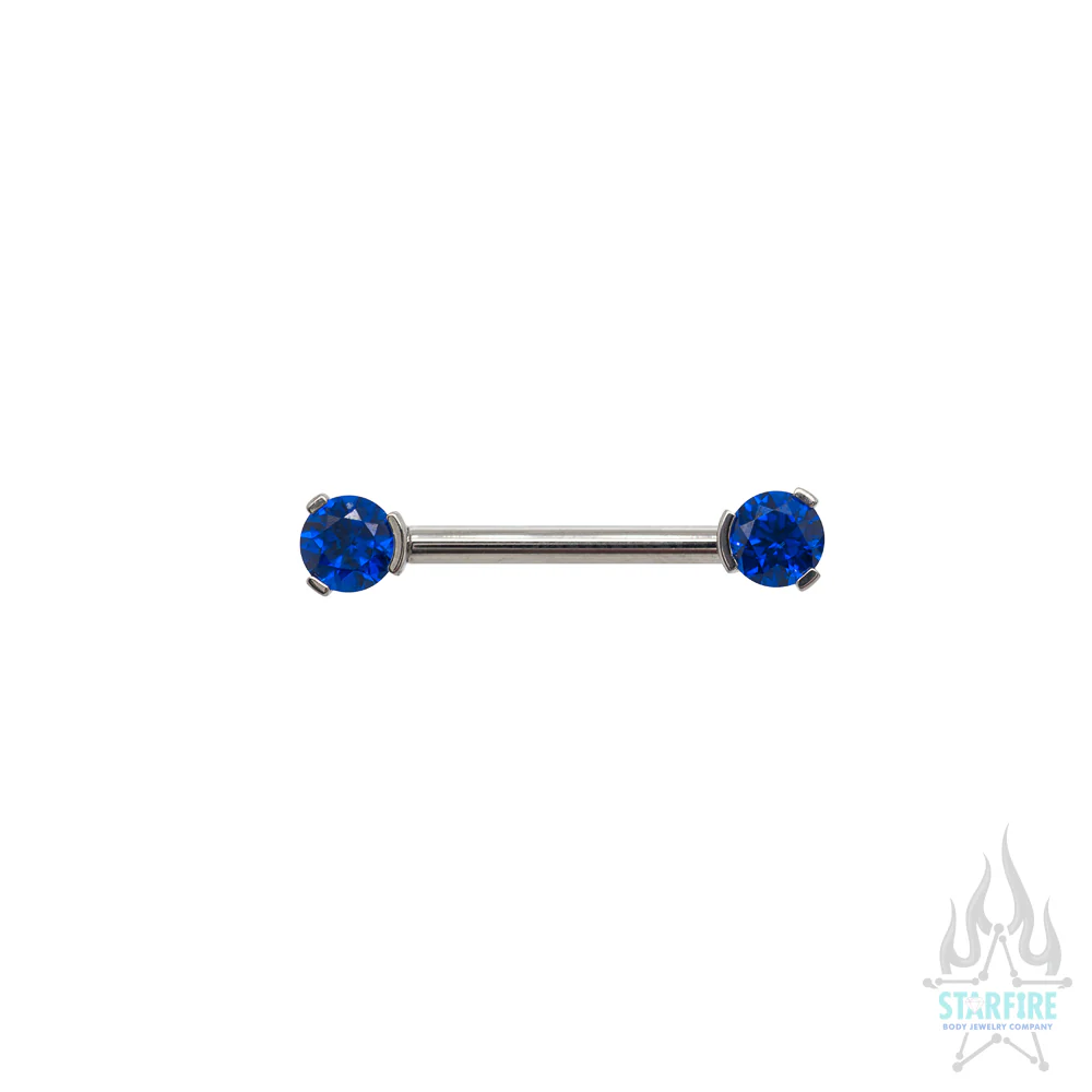 Faceted Gem Forward Facing Nipple Barbell in 3-Prong's - single - Image 21