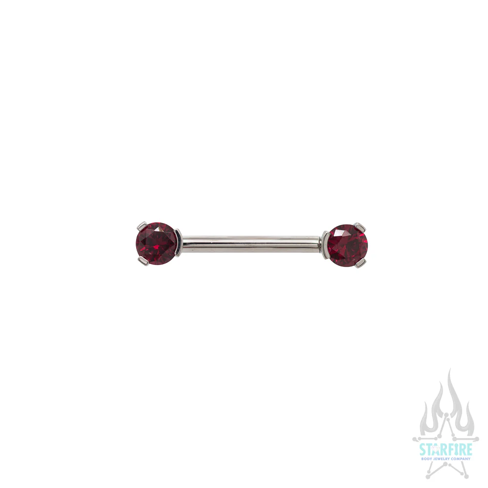 Faceted Gem Forward Facing Nipple Barbell in 3-Prong's - single - Image 4