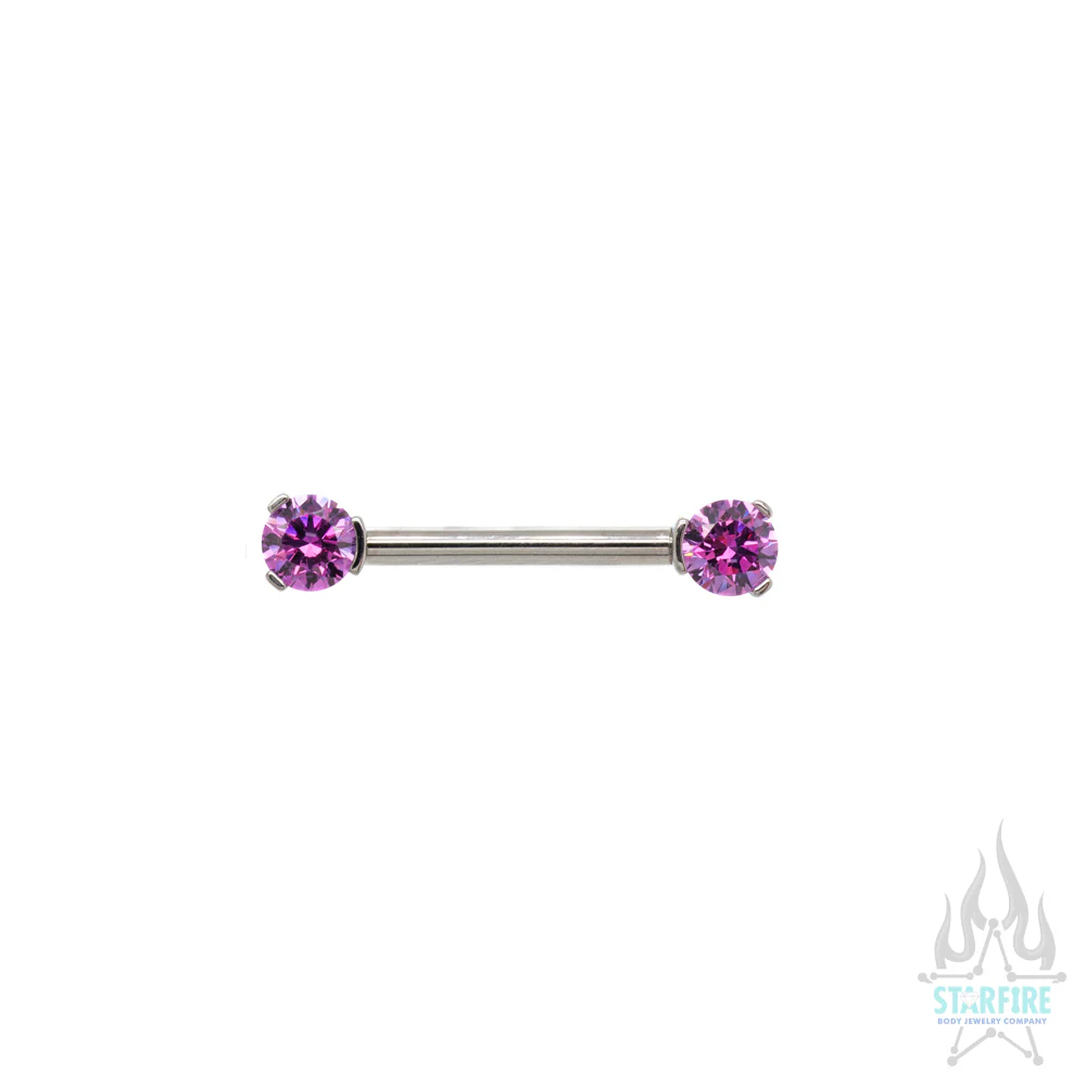 Faceted Gem Forward Facing Nipple Barbell in 3-Prong's - single - Image 5