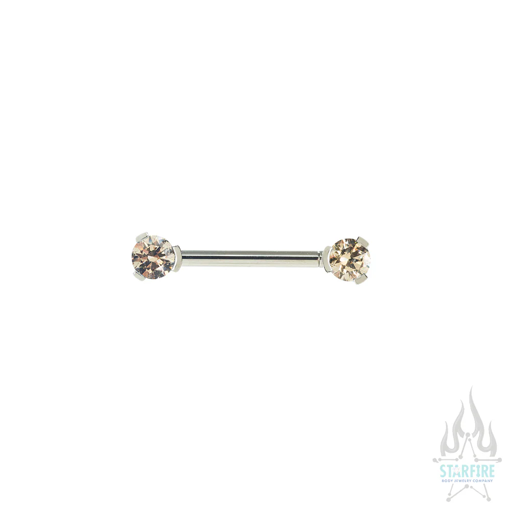 Faceted Gem Forward Facing Nipple Barbell in 3-Prong's - single - Image 6