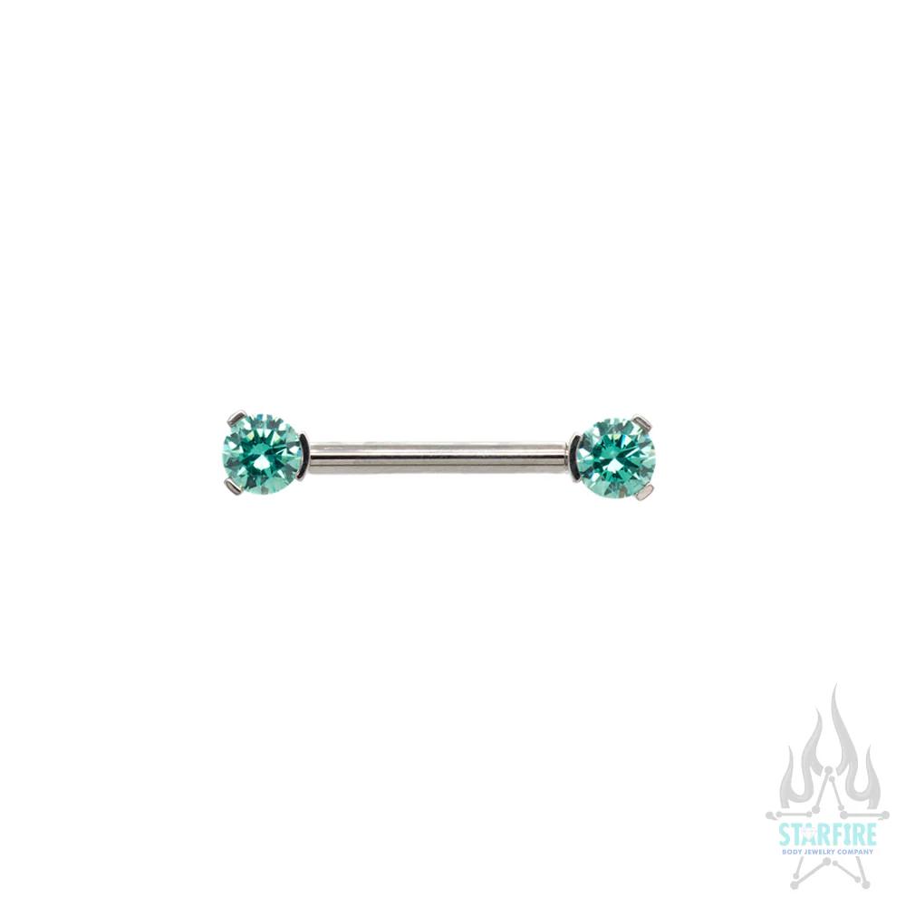 Faceted Gem Forward Facing Nipple Barbell in 3-Prong's - single - Image 7