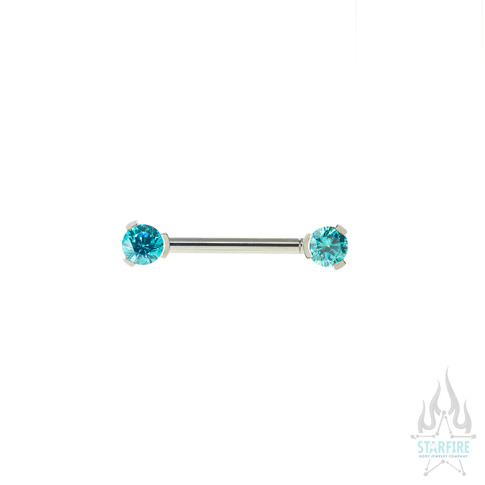 Faceted Gem Forward Facing Nipple Barbell in 3-Prong's - single - Image 8