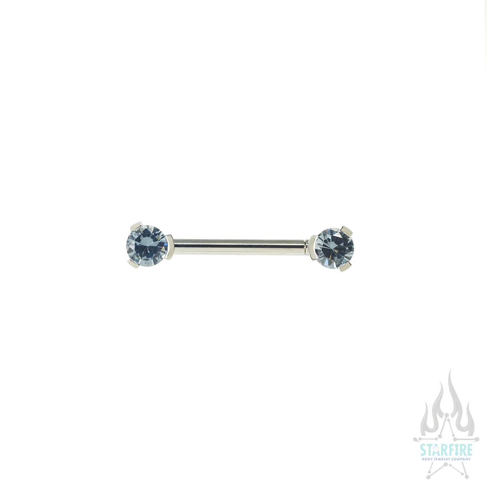 Faceted Gem Forward Facing Nipple Barbell in 3-Prong's - single - Image 9