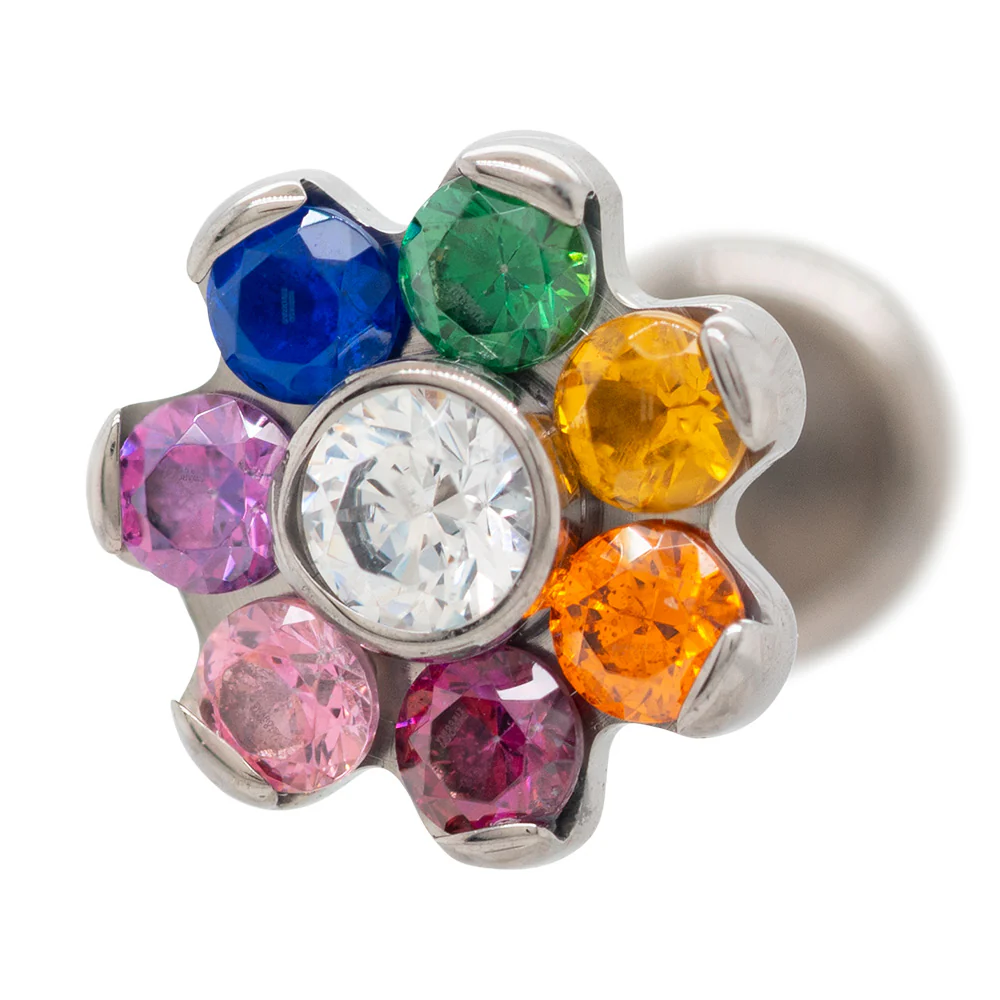 Flower #2 with Faceted Gems on Flatback - Custom Color Combos