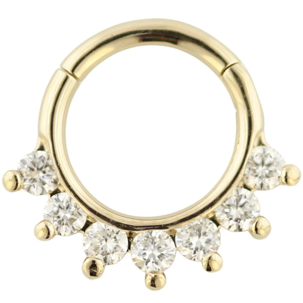 "Hera" Clicker #2 with Faceted DIAMONDS in Gold - Image 2