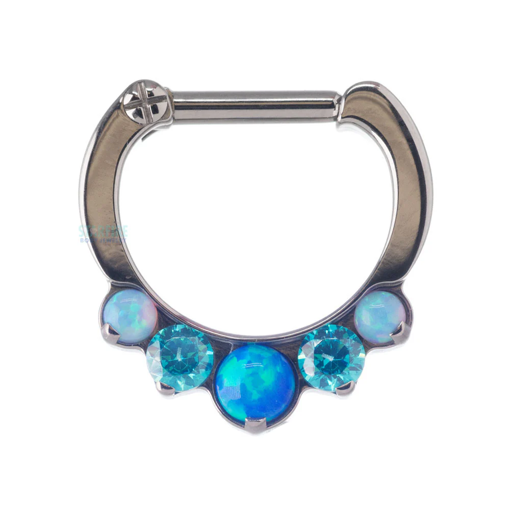 "Odyssey" Clicker #28 Graduated 'Mixed Gem 2' with Opals & Faceted Gems - 1/4" post - Image 5