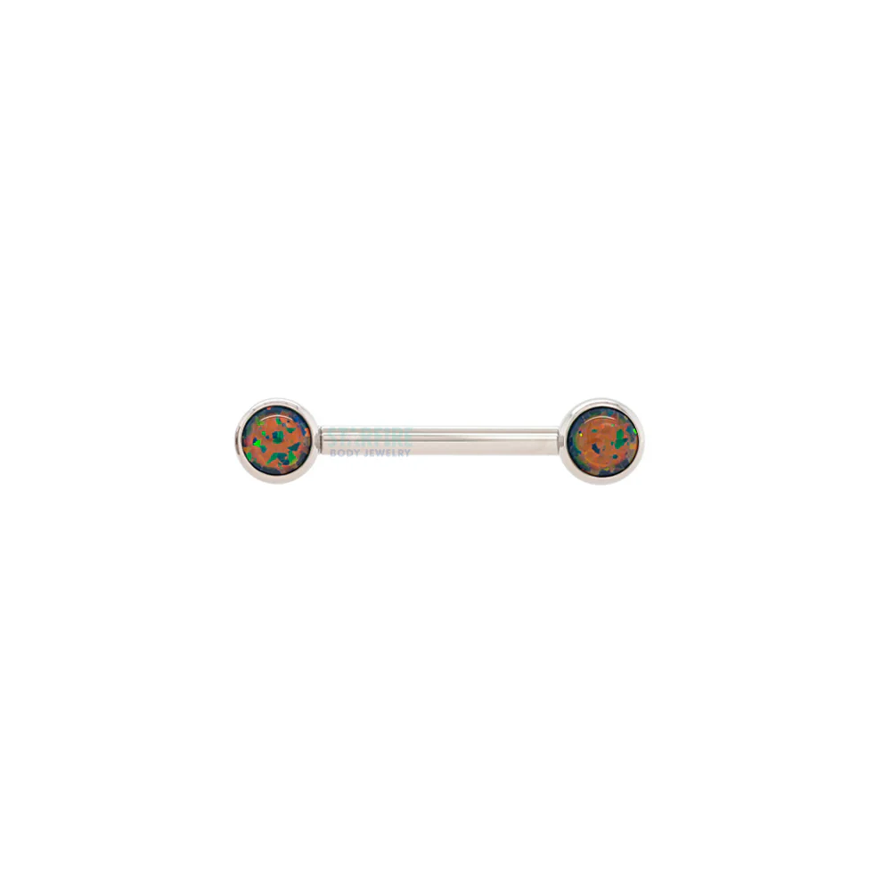 Opal Cabochon Forward Facing Nipple Barbell in Bezel's - single - Image 6