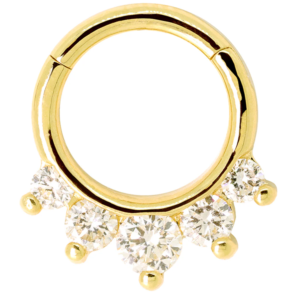 "Prium" Clicker #1 with Faceted Gems in Gold - Image 3