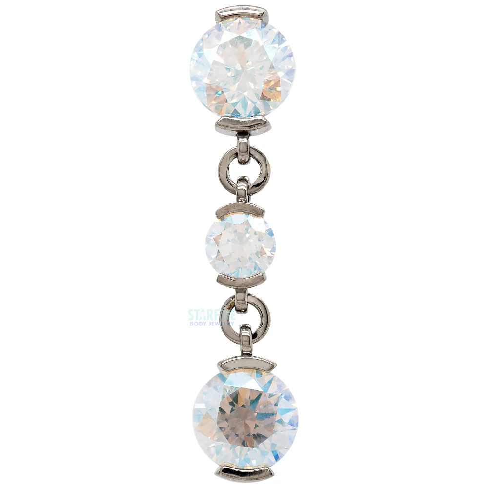 Reverse Dangle 2 Prong-Set Faceted Gem Navel Curve with Dangle #5 - Image 5