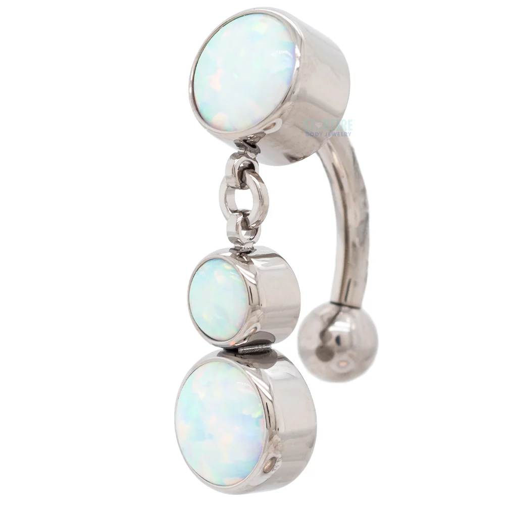 Reverse Dangle Bezel-Set Opal Navel Curve with Dangle #5 - Image 2
