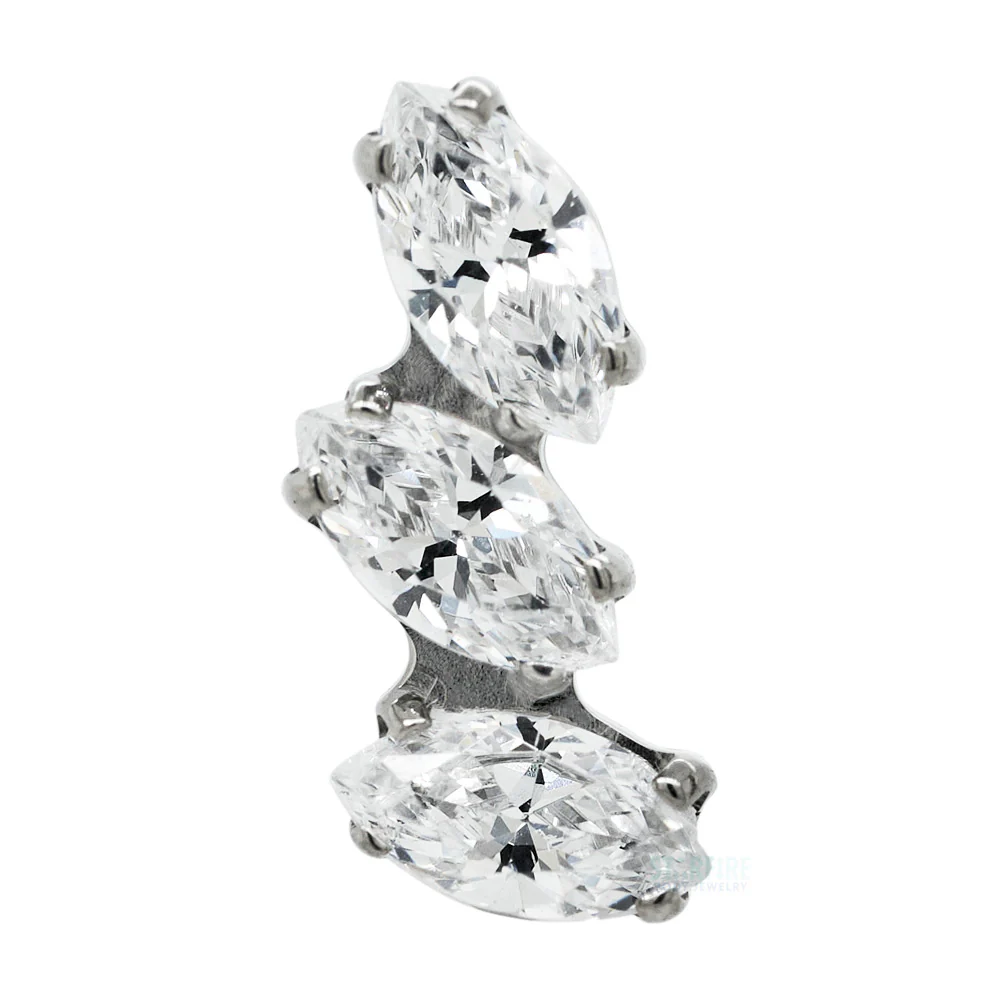 "Sprig" Marquise Fan Threaded End with Faceted Gem