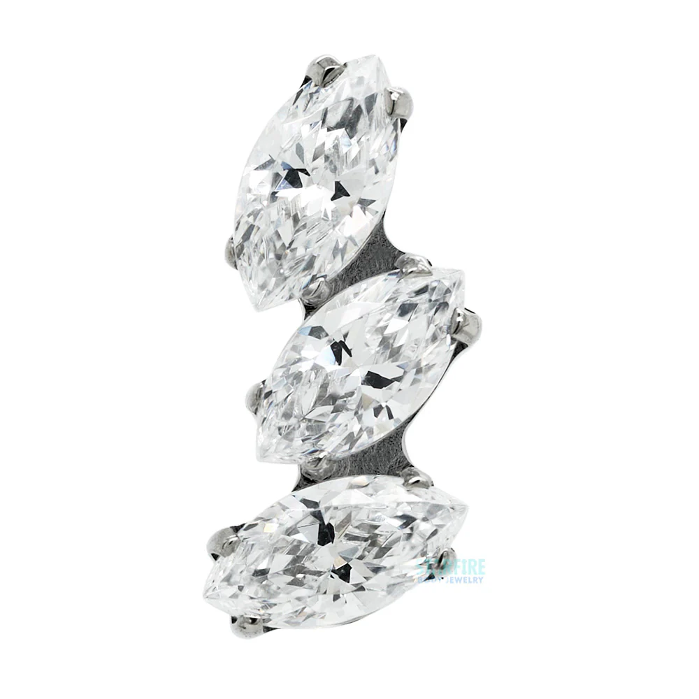 "Sprig" Marquise Fan Threaded End with Faceted Gem - Image 2